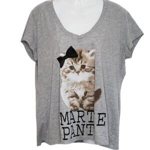 Torrid Basic Classic Short Sleeve Tee Kitty Cat Graphic 0X Grey